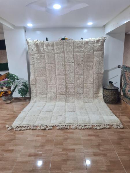 White Qalir Marokkaans handgemaakt tapijt